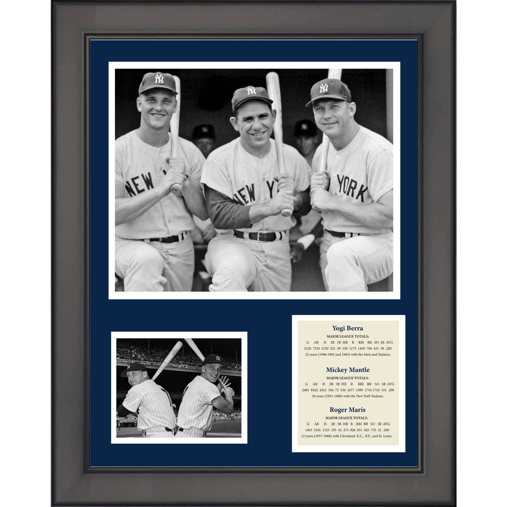 Framed Yogi Berra, Mickey Mantle & Roger Maris Baseball 11"x14" Three Photo Collage (ONLINE ORDER ONLY)