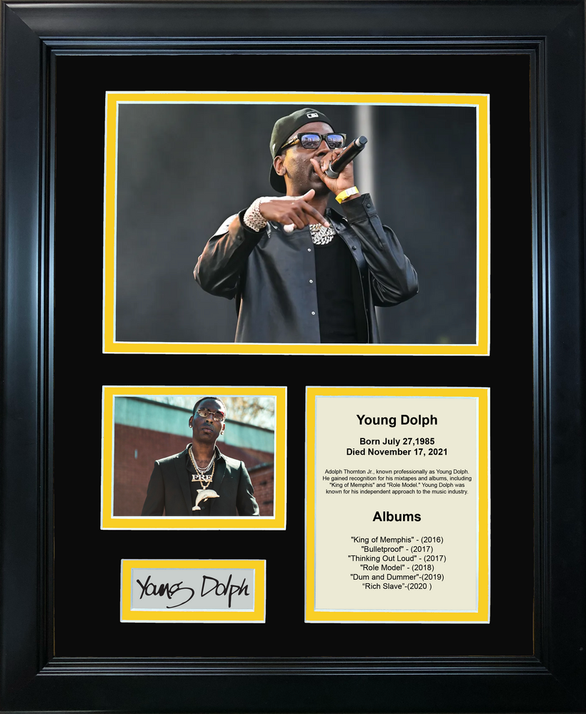 Framed Young Dolph Discography Facsimile Laser Engraved Signature Auto 11"x14" Music Photo Sig Collage (ONLINE ORDER ONLY)