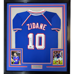 Framed Facsimile Autographed Zinedine Zidane 35x39 France Blue World Cup Reprint Laser Auto Soccer Jersey (ONLINE ORDER ONLY)