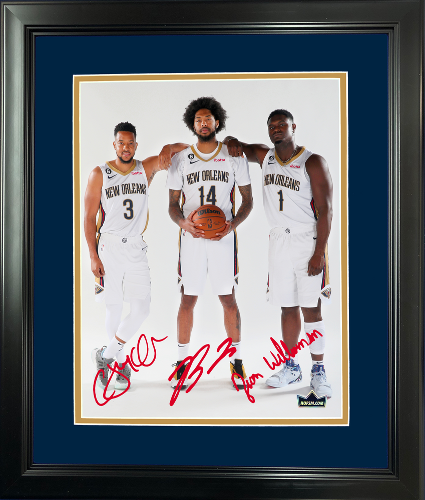 Framed Zion Williamson, Brandon Ingram & C.J. McCollum New Orleans Pelicans Facsimile Laser Engraved Signature Auto 11"x14" Basketball Photo HOFSM Holo (ONLINE ORDER ONLY)