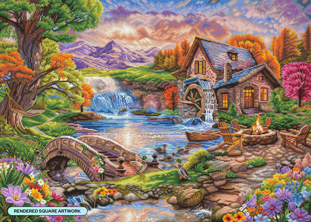 Diamond Art Club – Mill Pond Sanctuary Diamond Painting (Square Drill, 38.5" x 27.6") (ONLINE ORDER ONLY)