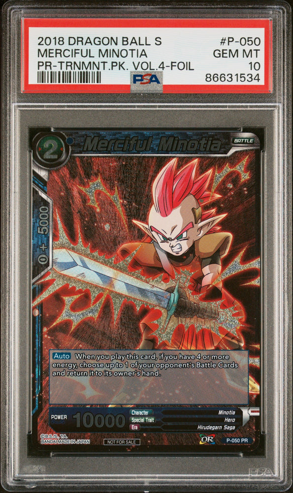 2018 DRAGON BALL SUPER MERCIFUL MINOTIA #P-050 - PSA 10 (Online Order Only)
