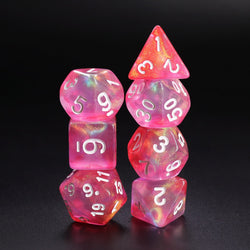 Pink Bunny Glitter Pink with White Numbering 7-Dice Set RPG (Online Only)