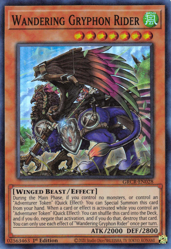 Wandering Gryphon Rider [GRCR-EN028] Super Rare (ONLINE ORDER ONLY)