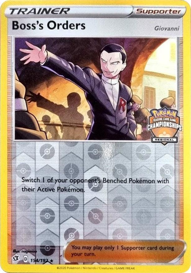 Boss's Orders (154/192) (Giovanni) (Regional Championship Promo) [Sword & Shield: Rebel Clash] (Online Only)