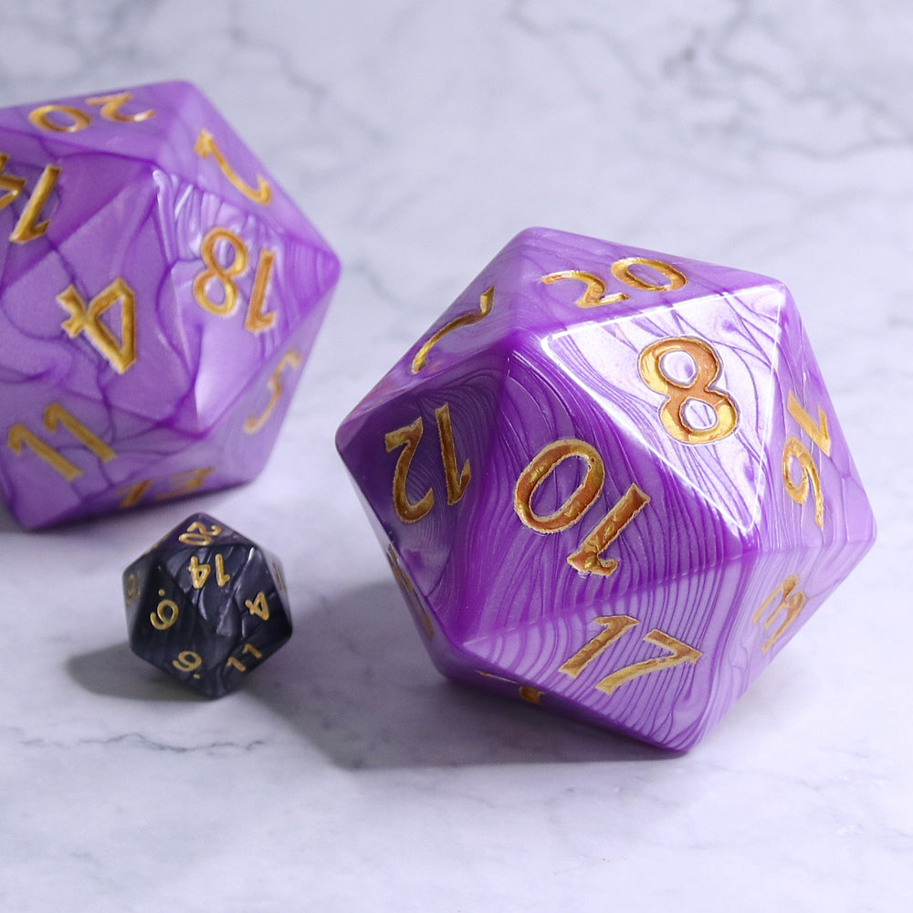 55mm Titan d20 (Purple Pearl) Huge d20 for DND RPG (Online Only)