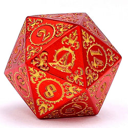 Wizard Solid Metal Polyhedral Dice Set - Red with Gold