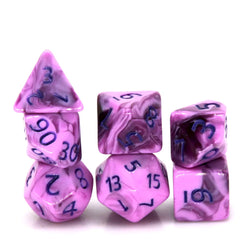 Warlock's Pain 7-Dice Set Purple & Light Purple w/Purple Numbers Dnd Dice Set (Online Only)