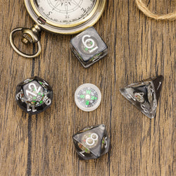 Compass Dice 7-Dice Set Clear w/ Moving Compass Inside Glitter Base Dnd (Online Only)