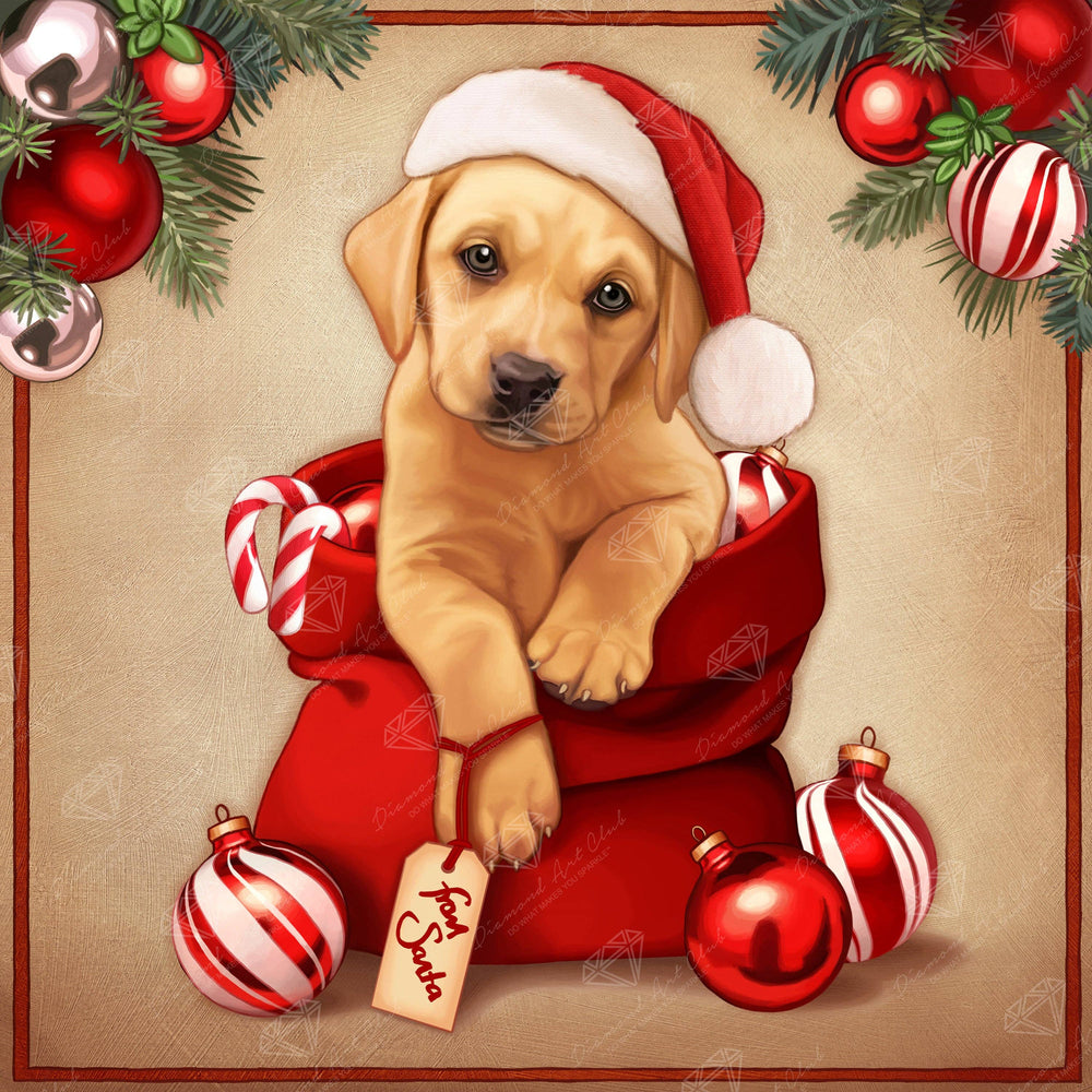 Diamond Art Club – From Santa Christmas Puppy Diamond Painting (Round Drill, 22" x 22") (ONLINE ORDER ONLY)
