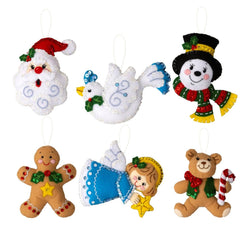 Bucilla Holiday Favorites Felt Ornament Kit – Set of 6 Classic Christmas Ornaments (ONLINE ORDER ONLY)