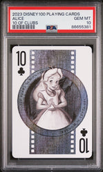 2023 DISNEY 100 PLAYING CARDS ALICE 10 OF CLUBS PSA 10 (Online Order Only)