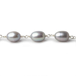 AAA 10x7mm Silver Oval Freshwater Pearl Silver .925 Chain by the foot (ONLINE ORDER ONLY)