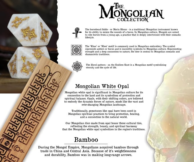 Pre-Order || Mongolian White Opal Stone Dice Set - Dice Around the World Collection