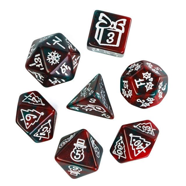 Green/Red Christmas Dice w/White Presents Trees Snowman Holiday Festive (Online Only)