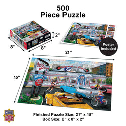 Drive-Ins, Diners & Dives - Rock & Rolla Diner 500 Piece Jigsaw Puzzle