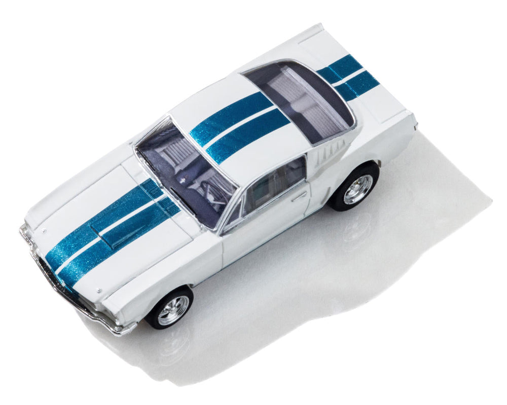 AFX 1965 Shelby Mustang GT350 HO Scale Slot Car (White) (LWB) (Mega G+) 22068 (ONLINE ORDER ONLY)
