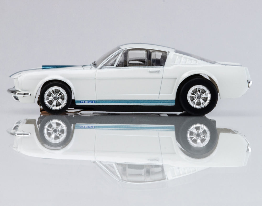 AFX 1965 Shelby Mustang GT350 HO Scale Slot Car (White) (LWB) (Mega G+) 22068 (ONLINE ORDER ONLY)