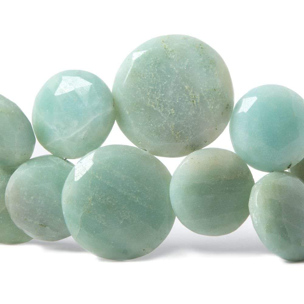 Amazonite Beads Top Drill Faceted Coin (ONLINE ORDER ONLY)