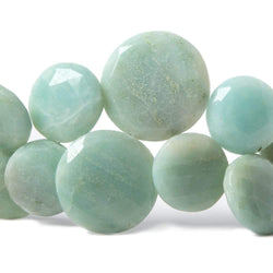 Amazonite Beads Top Drill Faceted Coin (ONLINE ORDER ONLY)