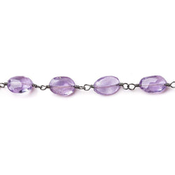 Amethyst faceted oval Black Gold plated Chain by the foot (ONLINE ORDER ONLY)