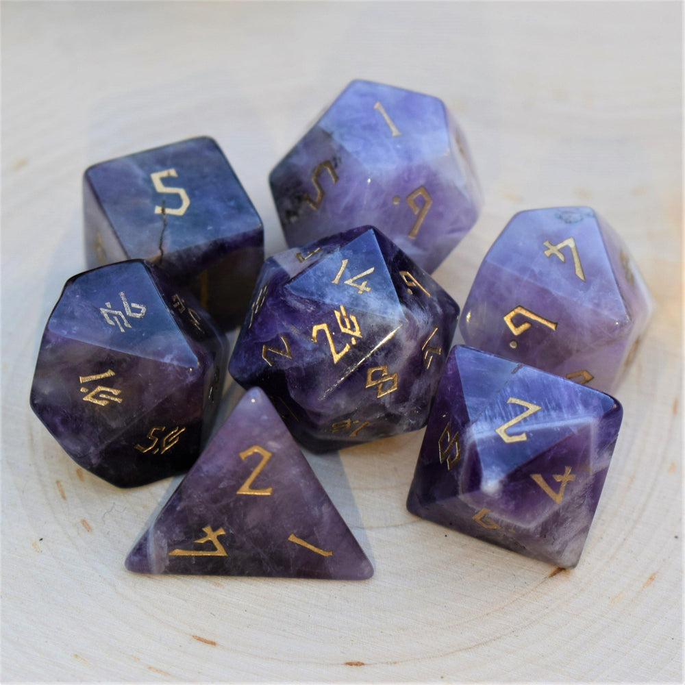 Pre-Order || Amethyst Stone Dice Set