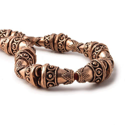 Antiqued Copper Cone Granulated Design With Geometric Pattern, 2-1 Connector 8 inch 14 pcs