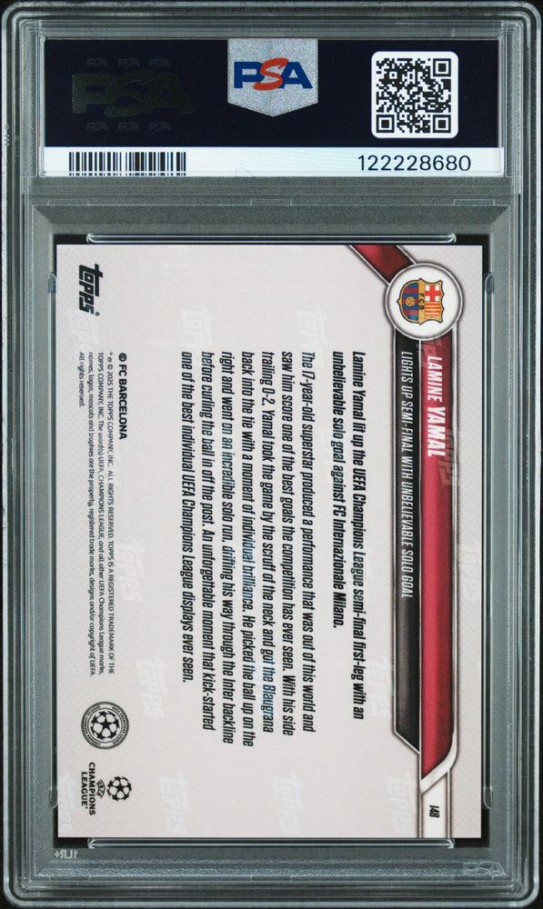 Graded 2024 Topps Now UCL Lamine Yamal #148 Gold Foil /50 Rookie RC Soccer Card PSA 10 Gem Mint