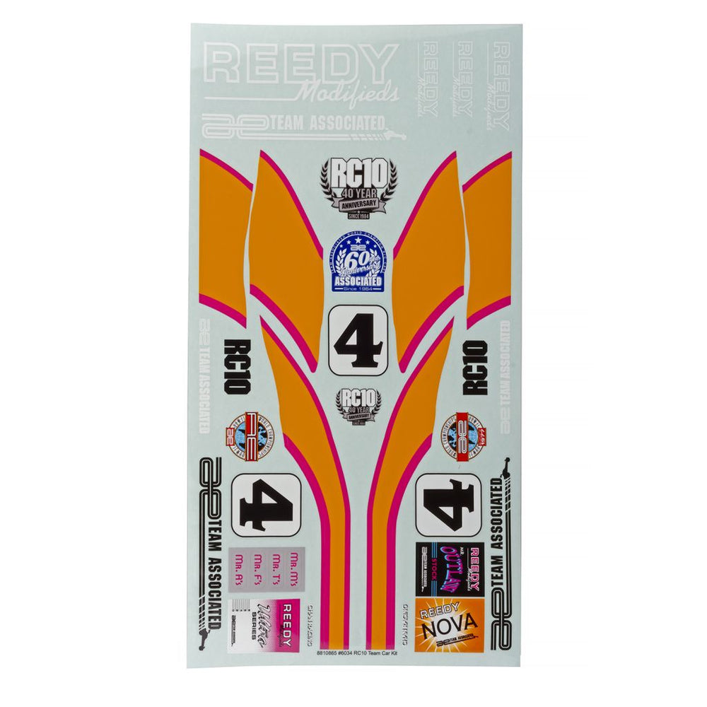 Team Associated RC10 Team Car Kit Decal Sheet  6120 (ONLINE ORDER ONLY)