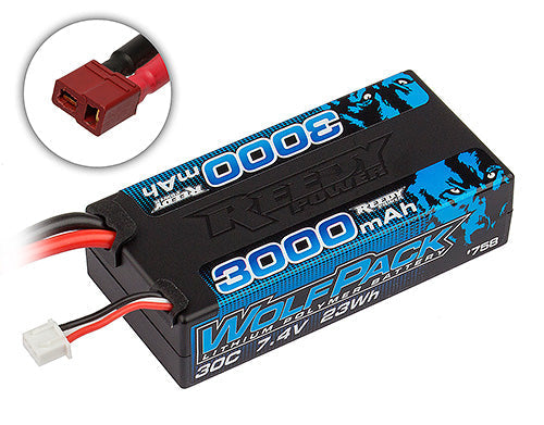 Team Associated Reedy Wolfpack LiPo 3000mAh 30C 7.4V 2S Shorty - T-Plug