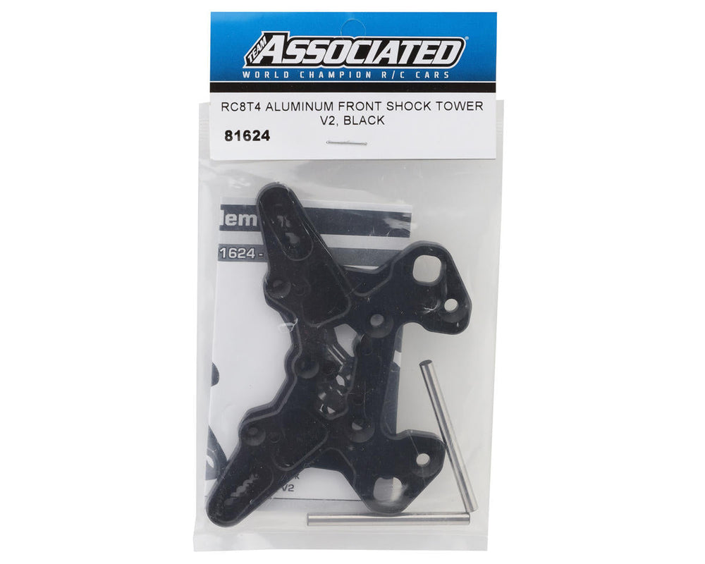 Team Associated RC8T4 Front Shock Tower V2 Black Aluminum (ONLINE ORDER ONLY)