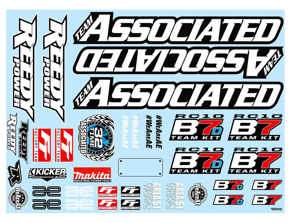 Team Associated Decal Sheet 92465 (ONLINE ORDER ONLY)