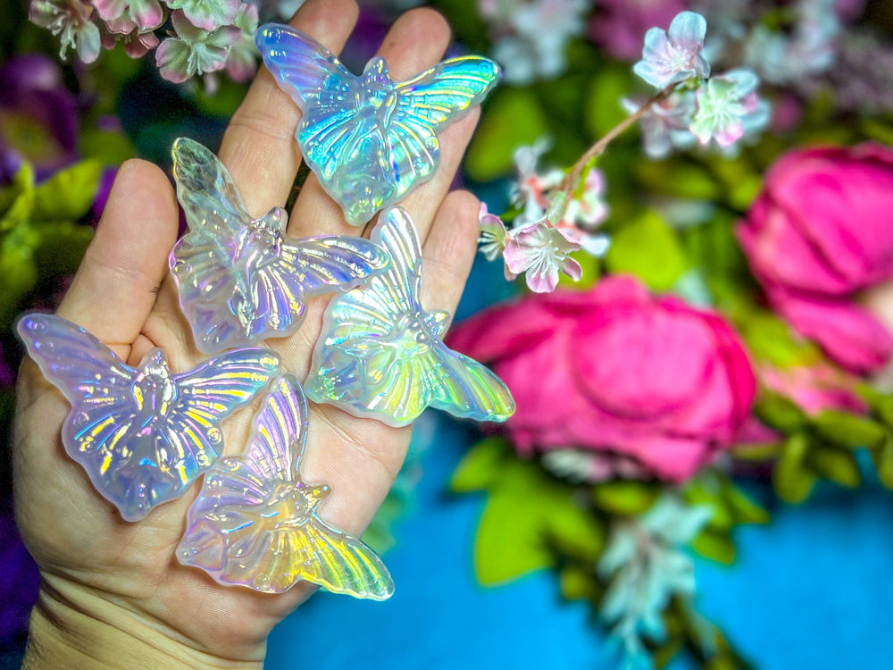 Angel Aura Quartz Crystal Fairy Perched on a Mushroom (ONLINE ORDER ONLY)
