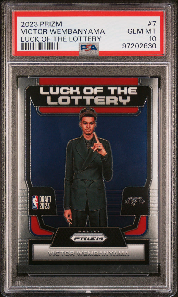 Graded 2023 Panini Prizm Victor Wembanyama #7 Luck of the Lottery Rookie RC Basketball Card PSA 10 Gem Mint
