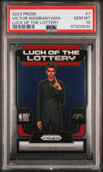 Graded 2023 Panini Prizm Victor Wembanyama #7 Luck of the Lottery Rookie RC Basketball Card PSA 10 Gem Mint