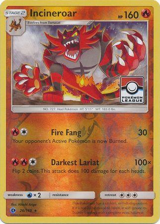 Incineroar (26/149) (League Promo) [Sun & Moon: Base Set] (Online Only)