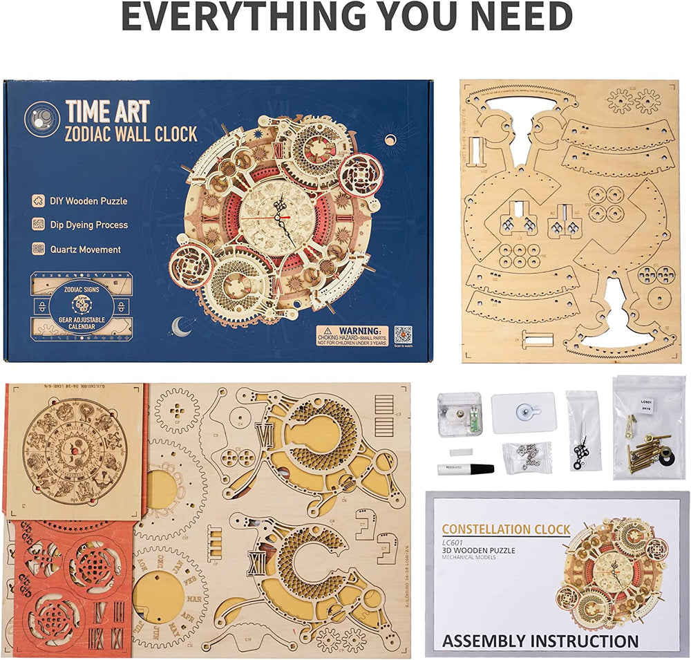3D Wooden Art Zodiac Wall Clock Puzzle. (ONLINE ORDER ONLY)