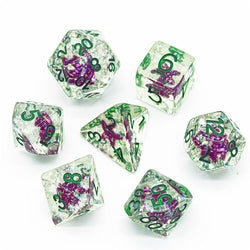 Green w/Purple Starfish Dice 7-Dice Set Resin Dungeons and Dragons Dice (Online Only)