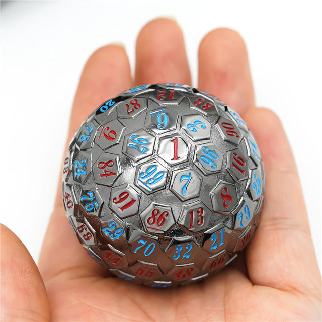 Black* Metal d100 w/ Red and Blue Numbers Dungeons and Dragons RPG (Online Only)