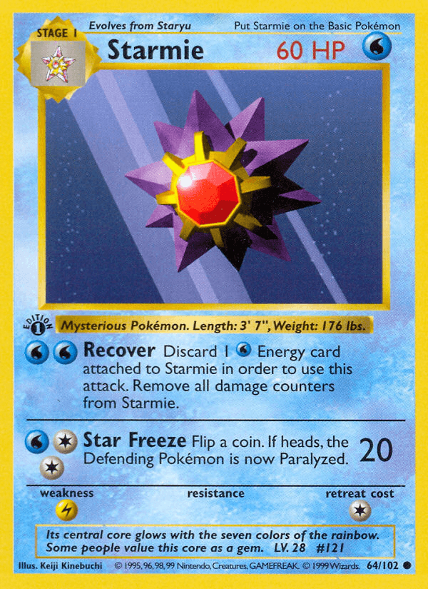 Starmie (64/102) (Shadowless) [Base Set 1st Edition] (Online Only)