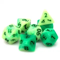 Druid's Pain 7-Dice Set Green & Light Green w/Green Numbers Dnd Dice Set (Online Only)