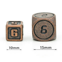 Copper Mini Metal Dice Ancient Effect | (10mm to 15mm) 7-Dice Udixi RPG (Online Only)