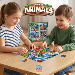 World of Animals 100 Piece Jigsaw Puzzles 4-Pack V1