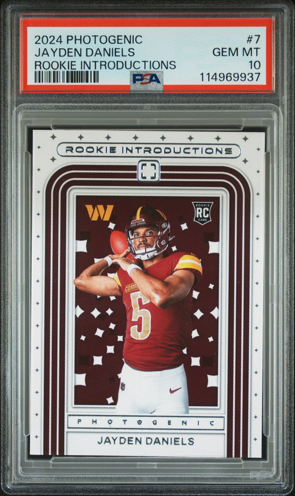 Graded 2024 Panini Photogentic Jayden Daniels #7 Rookie Introductions Rookie RC Football Card PSA 10 Gem Mint