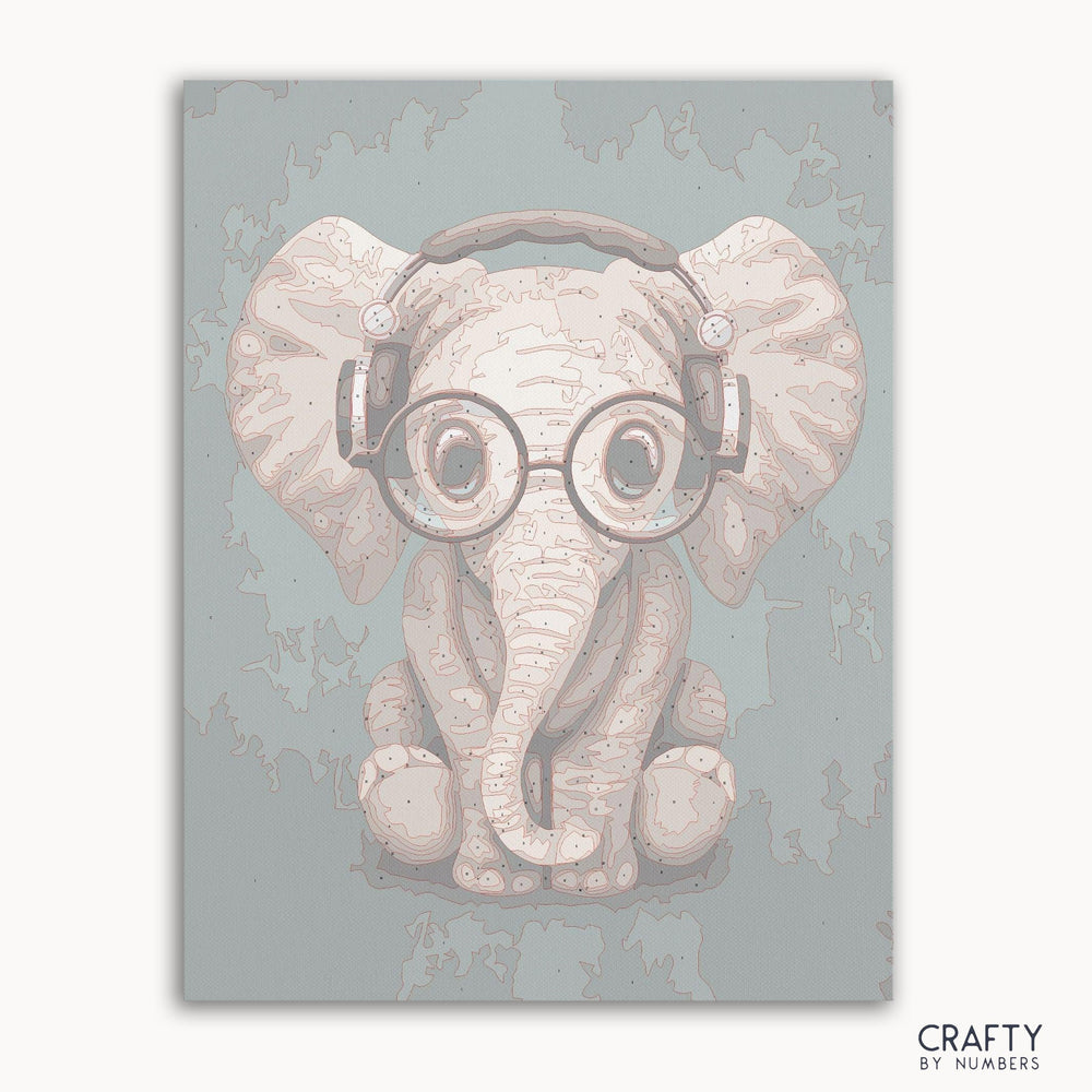 Baby Elephant With Headphones