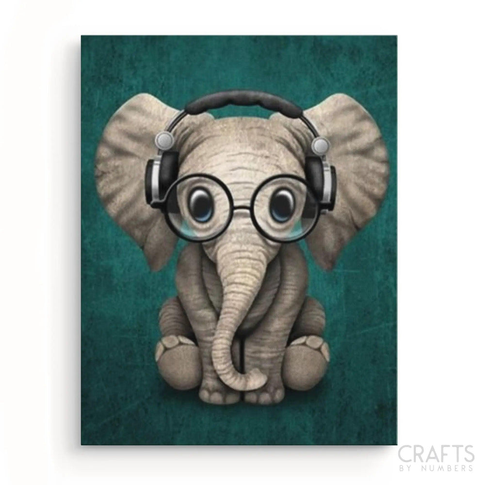 Baby Elephant With Headphones