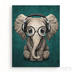 Baby Elephant With Headphones