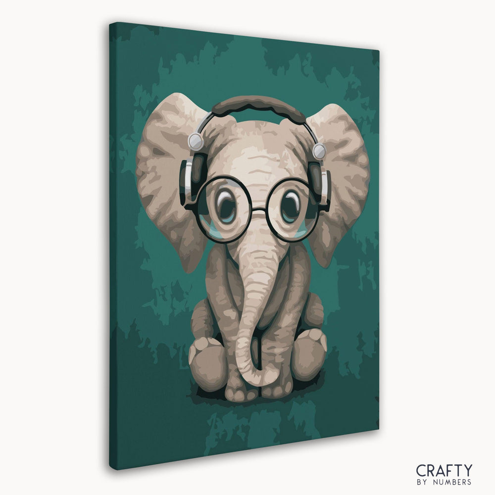 Baby Elephant With Headphones