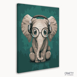 Baby Elephant With Headphones