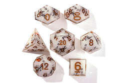 White Bamboo Sharp Edge RPG Dice Set | 7 Pieces (ONLINE ORDER ONLY)